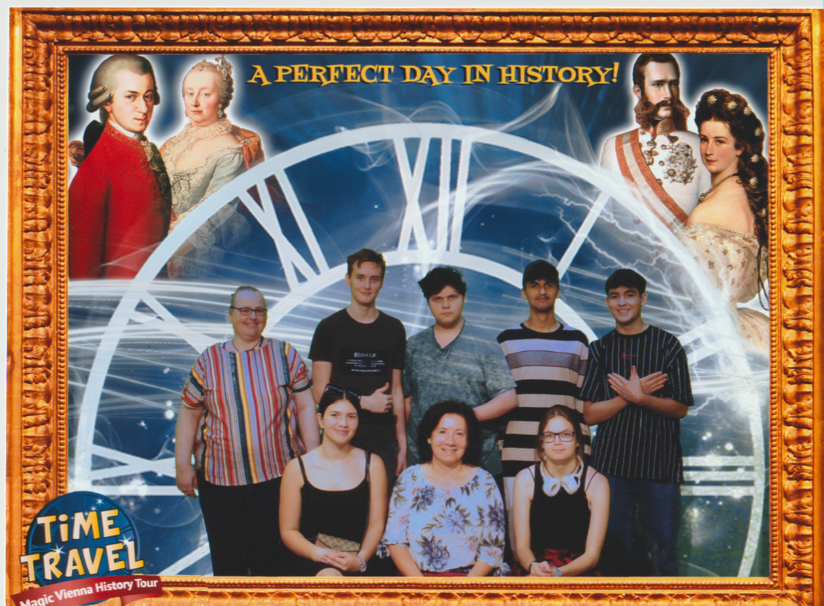 Ausflugsgruppe auf Zeitreise